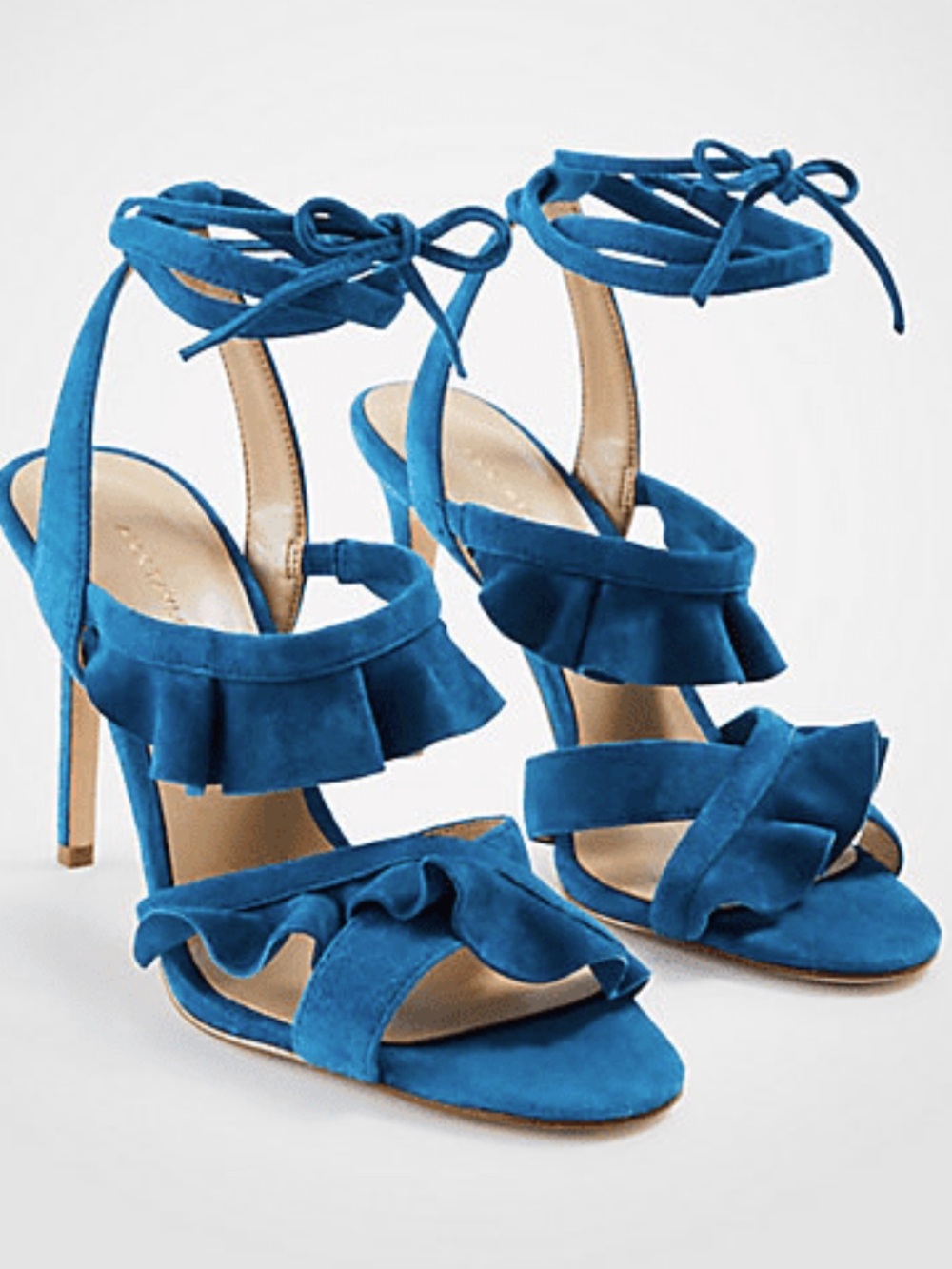 Ann Taylor Blue Suede Ruffle Heels size 10